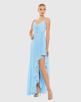Asymmetrical Hem Chiffon Maxi Dress